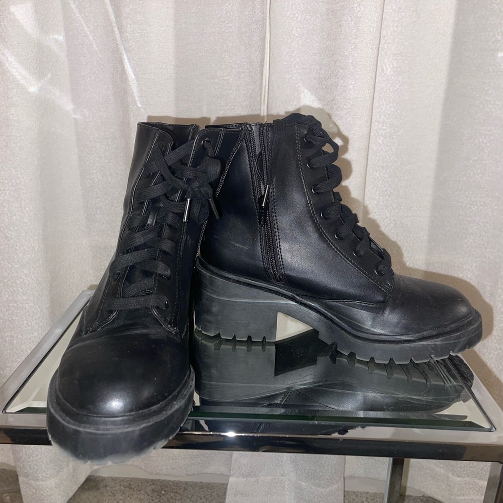 Faux Leather combat boots